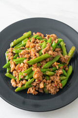 stir-fried french bean or green bean with minced pork