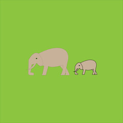 vector design of an elephant with its calf walking