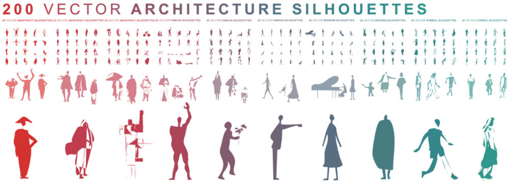 200 Architecture silhouettes - Vector