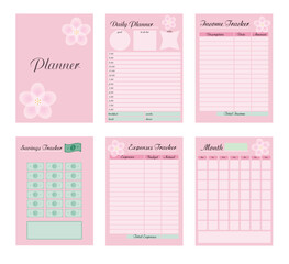 Weekly monthly planner template with floral decorations