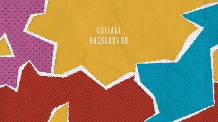 Abstract collage background with torn paper