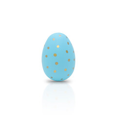 Happy Easter. Beautiful blue egg with different pattern isolated on a white background.