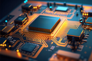 Fototapeta na wymiar Circuit Board futuristic technology background. Digital Modern Electronic. Generative AI