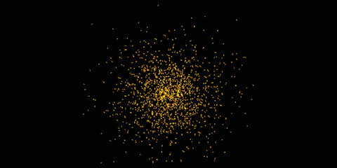 Golden magic on black background. Stylish fashion shine gold glitter backdrop for texture celebration . Gold particles black background of banner, flyer, print for luxury design . 