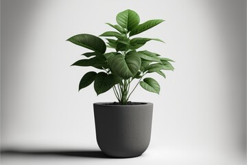 Obraz premium Plants in ceramic pot, Variety of species to use as decoration. Isolated on a white background. Generative AI