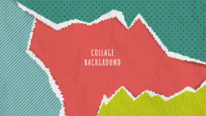 Abstract collage background with torn paper
