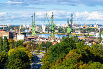 Fototapeta na wymiar Industrial urban cityscape in Gdansk 