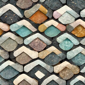 Geometric Stone Pattern Stepping Stones From Above Abstract Stone Design Muted Colors Repeating Tiles 