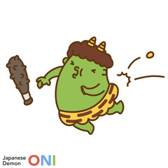 日本の鬼のキャラクターシリーズ「豆を当てられる鬼」