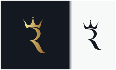Letter R crown logo - obrazy, fototapety, plakaty