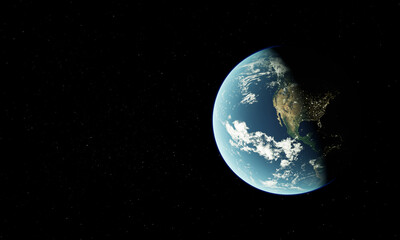 High Resolution 3D Render of Planet Earth with Realistic Detail, North America