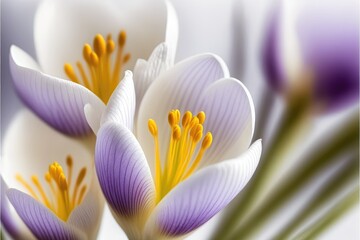 Fresh yellow and white tulips close up. Floral backdrop. Spring colorful concept. Generative AI