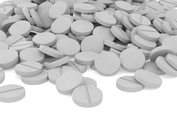 falling tablets on white background. Isolated 3D illustration