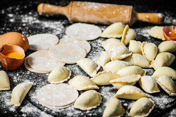 Fototapeta na wymiar Cooking homemade dumplings with potatoes. 