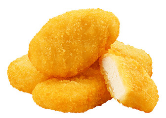 Nuggets isolated on white background, clipping path, full depth of field