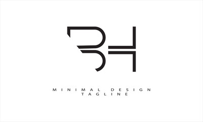 BH or HB Minimal Logo Design Vector Art Illustration