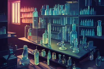Scientific laboratory, ai illustration