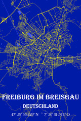 Elegante moderne Nachtstadt Stadtkarte Freiburg im Breisgau