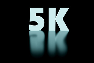 Luxury inscription 5k on grey podium, soft light, smooth background, 3d rendering