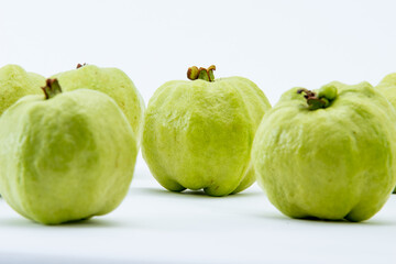 Favorite fruit in Thailand. Guava on the white background.