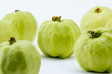 Favorite fruit in Thailand. Guava on the white background.