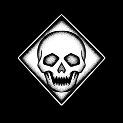 Skull art Illustration hand drawn black and white vector for tattoo, sticker, logo etc
