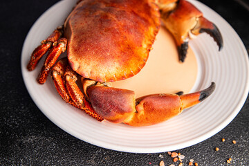 crab seafood boiled shellfish  fresh meal food snack on the table copy space food background rustic top view