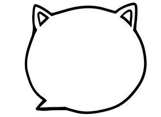 猫の耳がついた丸いシンプルな手描き風線画吹き出し