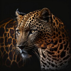 Fototapeta na wymiar leopard black background safari animal wild