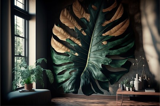 wallpaper designe with big leaf