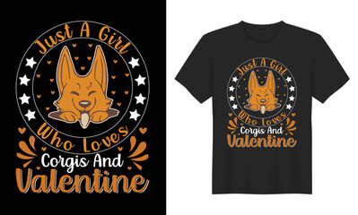  just a girl's corgis valentine t-shirt design