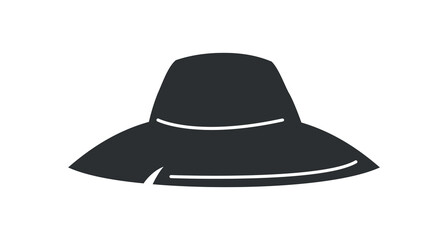 Farmer clothing concept. Dark silhouette or sticker with stylish straw hat for gardener. Uniform for agriculture. Protective headgear. Cartoon flat vector illustration isolated on white background