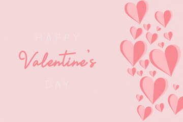 Illustration of valentine's day with floating 3D hearts and copy space. Pink and romantic background for lovers day.