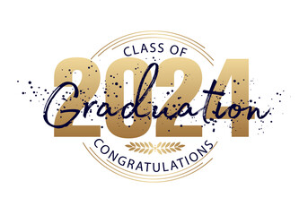 Graduation label. Vector text for graduation design, congratulation event, party, high school or college graduate. Lettering Class of 2023 for greeting, invitation card