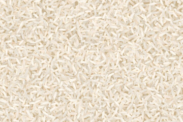 Uncooked basmati or jasmine rice seamless pattern. Vector background of raw ingredient of traditional indian, japanese, thai, or chinese food. Organic nutrition