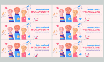 Fototapeta na wymiar happy women day horizontal banner template set vector flat design