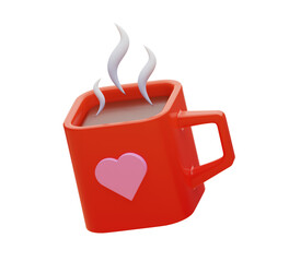 3D rendering. Love cup. Valentine's day.