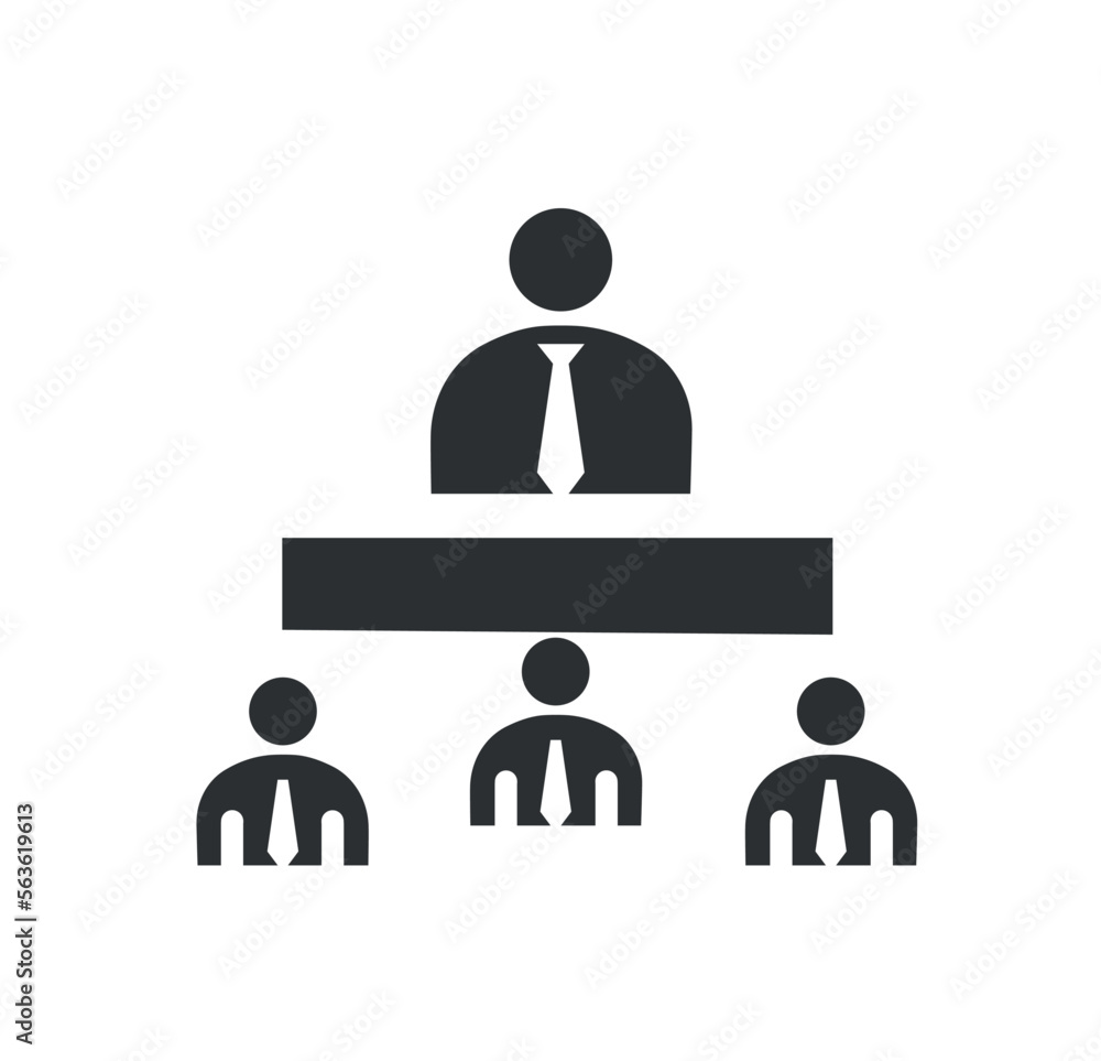 Poster business structure icon. director with subordinates, organization of effective workflow. successful 
