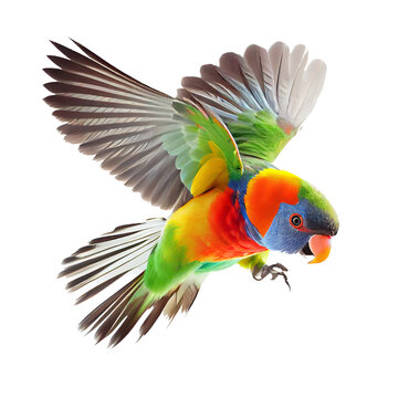 colorful parrot isolated on white background
