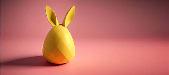 Easter egg with bunny ears, copy space, Easter concept.