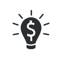 Light bulb with dollar icon. Financial literacy and passive income, innovation. Business project and start up. Economics and trading. Insight and brainstorming. Cartoon flat vector illustration