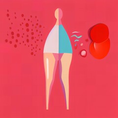 minimal colorful abstract illustration of woman with menstruation. Generative AI