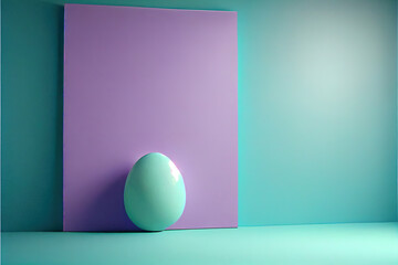 Pastel blue colour easter egg, copy space.