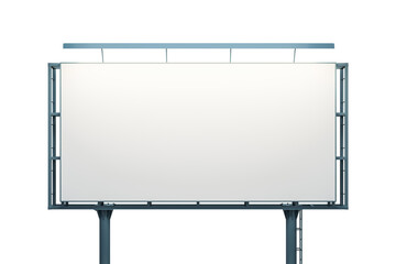 Blank white horizontal billboard isolated on light background, front view. Mockup, 3D Rendering