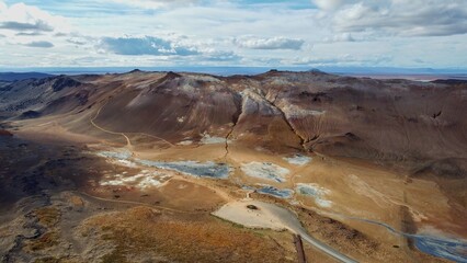Drone view of Icelandic nature. 