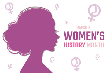 Womens History Month design background. Women's day. Poster or banner with different women. 8 March