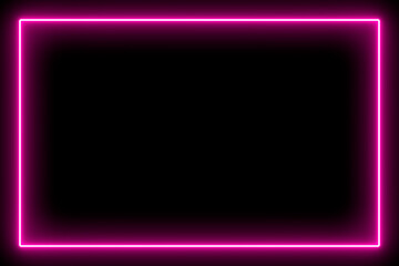 Pink simple neon tube frame on black background