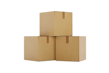 Foto op Canvas Stack of carton boxes on transparent background © DMegias