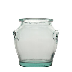 Empty glass kitchen jar for bulk food storage isolated on white background. File contains clipping path.