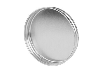 Metal lid of jar isolated on white background.
